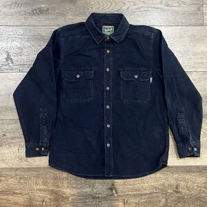 Vintage 90s Woolrich Black 2 Pocket Button Down Outdoor Overshirt - Men’s Large